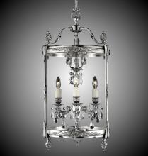 American Brass & Crystal LT2213-O-02G-PI - 3 Light 13 inch Lantern with Clear Curved glass & Crystal