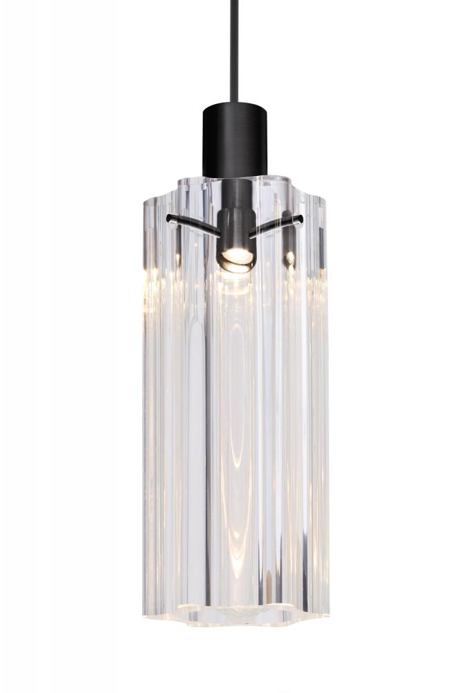Besa Ice 7 Pendant, Clear Glass, Black Finish, 1x3W LED