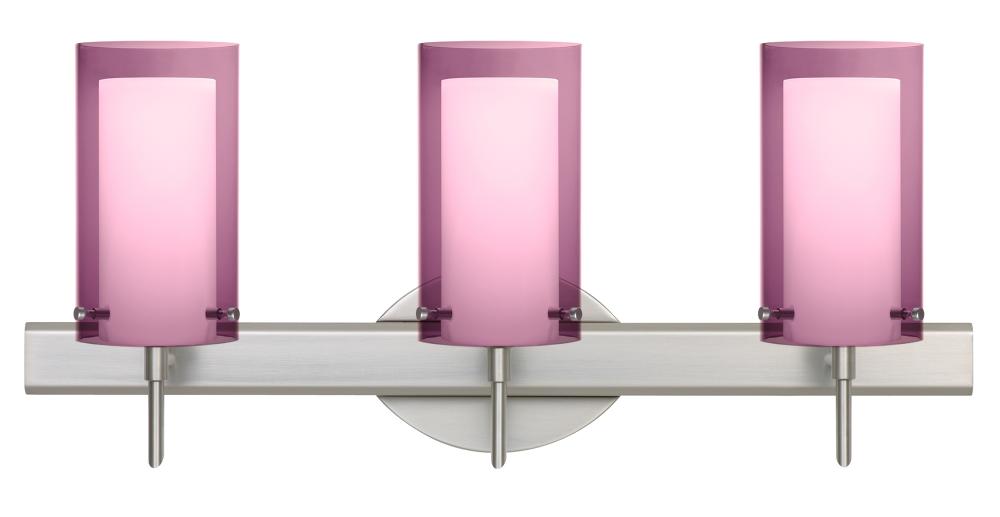 Besa Pahu 4 Wall 3SW Transparent Amethyst/Opal Satin Nickel 3x40W G9