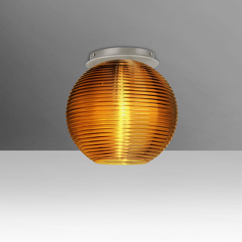 Besa Kristall 8 Ceiling, Amber, Satin Nickel Finish, 1x9W LED