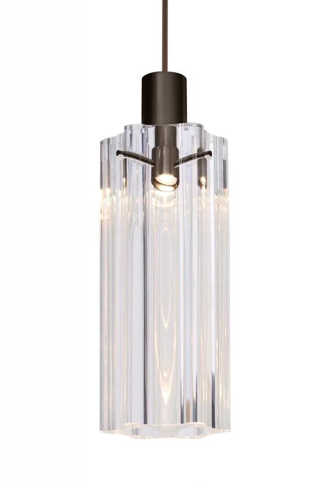 Besa Ice 7 Pendant, Clear Glass, Bronze Finish, 1x3W LED