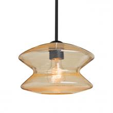 Besa Lighting 1TT-ZENGD-EDIL-BK - Besa, Zen Stem Pendant, Gold Bubble, Black Finish, 1x8W LED Filament