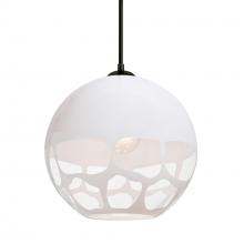 Besa Lighting J-ROCKYWH-LED-BK - Besa, Rocky Cord Pendant For Multiport Canopies, White, Black Finish, 1x9W LED