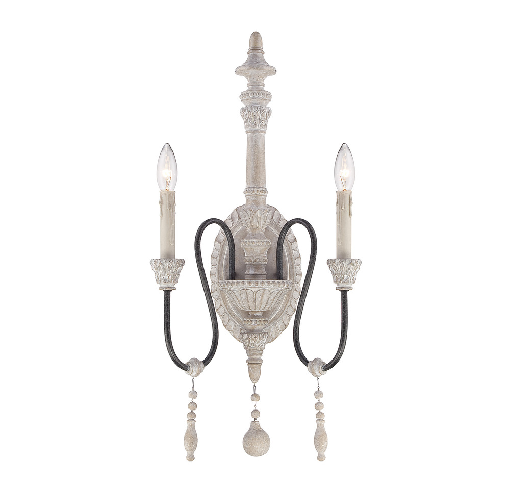 Ashland 2-Light Wall Sconce in White Washed Driftwood