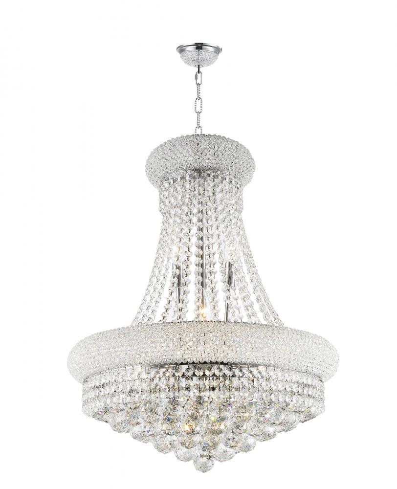 Empire 12-Light Chrome Finish and Clear Crystal Chandelier 20 in. Dia x 26 in. H Round Medium