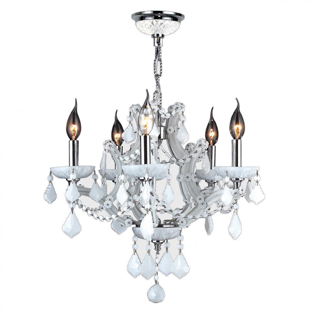 Lyre Collection 5 Light Chrome Finish and White Crystal Chandelier 19" D x 18" H Medium