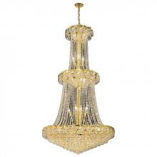 Worldwide Lighting Corp W83036G36 - Empire 32-Light Gold Finish and Clear Crystal Chandelier 36 in. Dia x 66 in. H Round Large