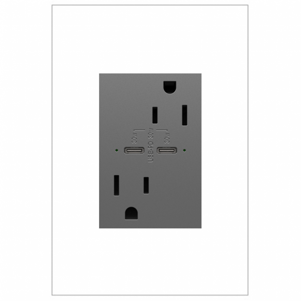 adorne® 15A Tamper-Resistant Ultra-Fast Plus Power Delivery USB Type-C/C Outlet, Plus-Size