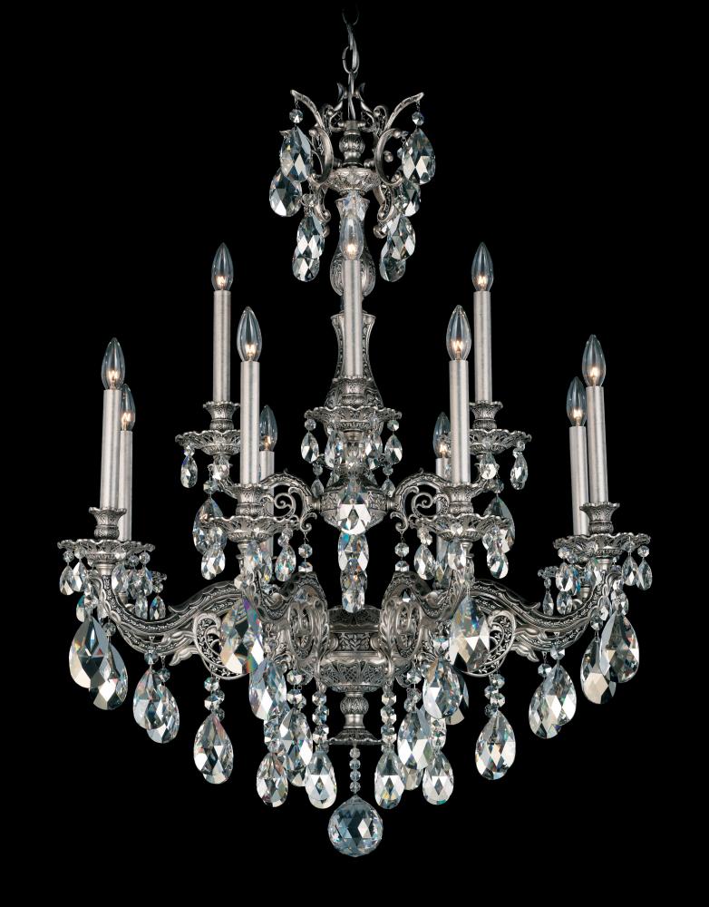 Milano 12 Light 120V Chandelier in French Gold with Radiance Crystal