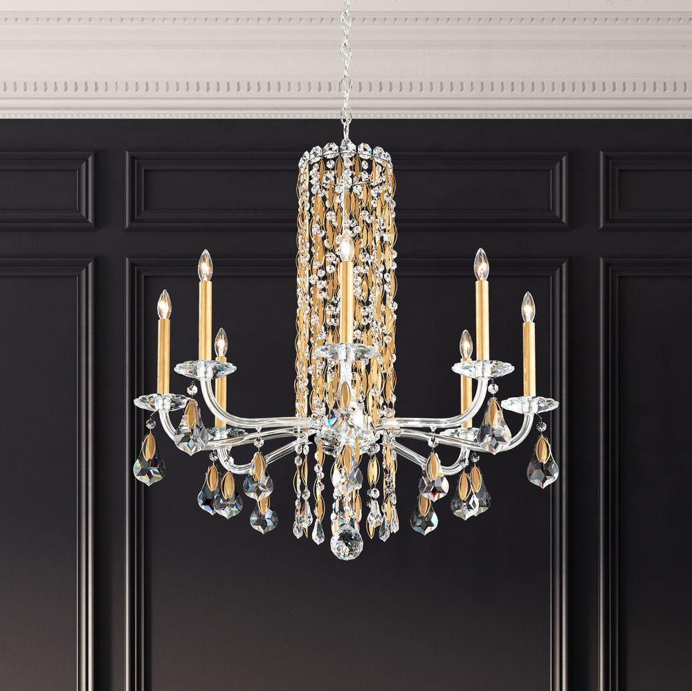 Siena 8 Light 120V Chandelier in Antique Silver with Radiance Crystal