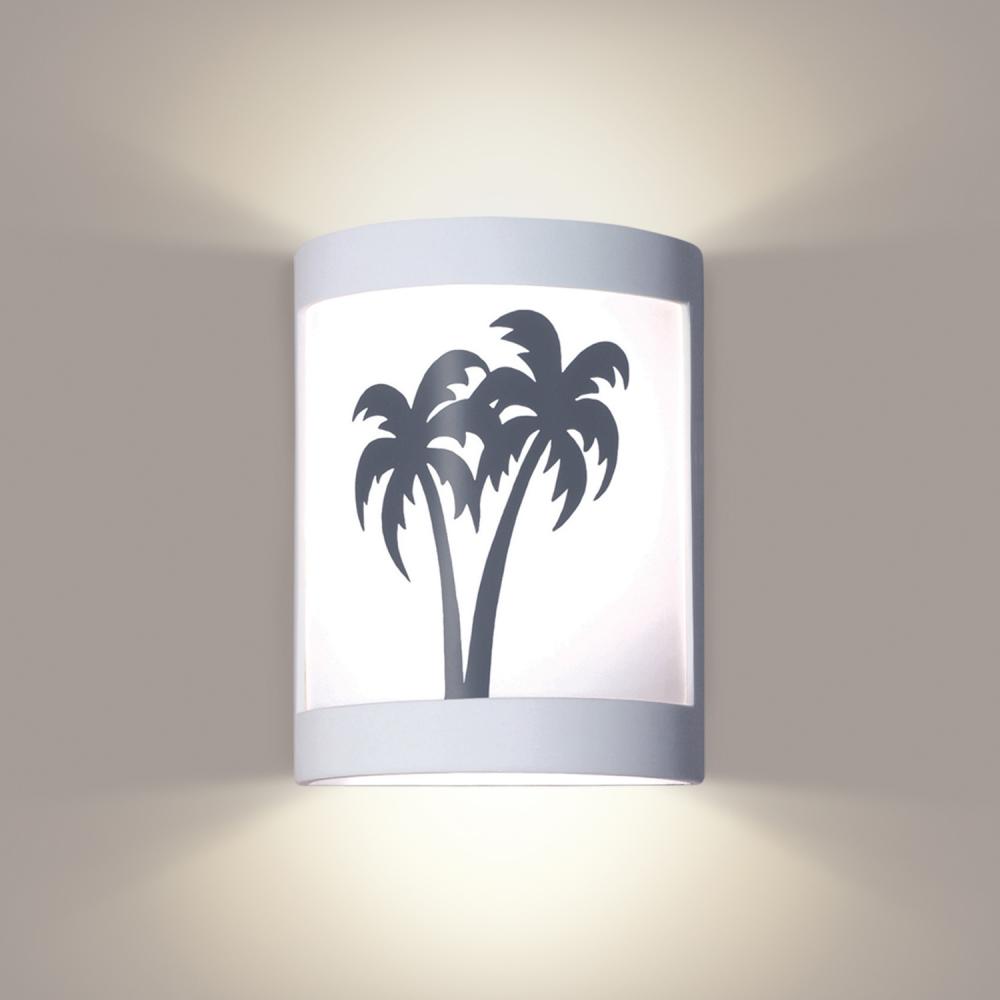 Twin Palms Wall Sconce: White Crackle (Wet Sealed Top)
