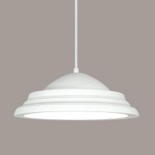 A-19 P102-S3-WCC-1LEDE26 - Majorca Pendant: Blanco Granite (White Cord & Canopy)