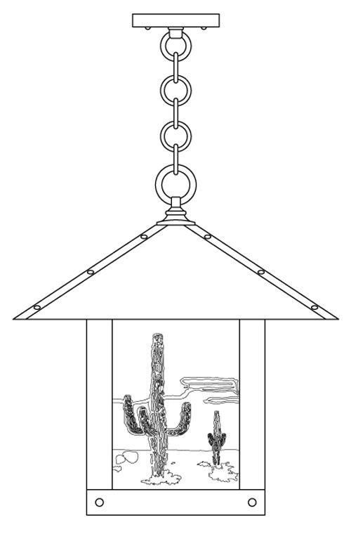 16" Timber Ridge Pendant With Cactus  Filigree