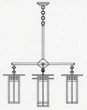 Arroyo Craftsman GCH-9L/4-1CR-BK - 9" glasgow long body 4 light chandelier, center light