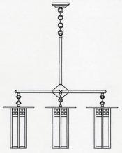 Arroyo Craftsman GCH-9L/4CR-AB - 9" glasgow long body 4 light chandelier