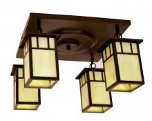 Arroyo Craftsman HCM-4L/4DTCR-S - 4" huntington 4 light ceiling mount, double t-bar overlay