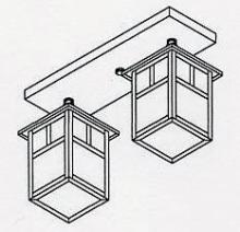 Arroyo Craftsman MCM-5/2TCS-P - 5" mission 2 light ceiling mount with T-bar overlay