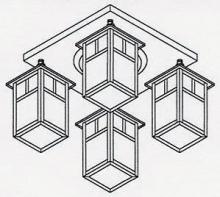 Arroyo Craftsman MCM-6/4EF-AC - 6" mission 4 light ceiling mount without overlay (empty)