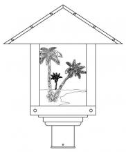 Arroyo Craftsman TRP-16PTCR-BK - 16" timber ridge post mount with palm tree  filigree