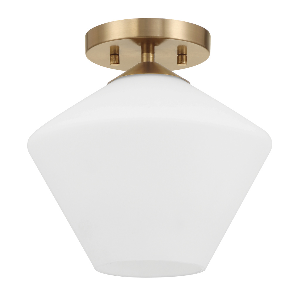 Hunter Celestial Valley Alturas Gold with Cased White Glass 1 Lt Flush Mount Ceiling Light Fixture