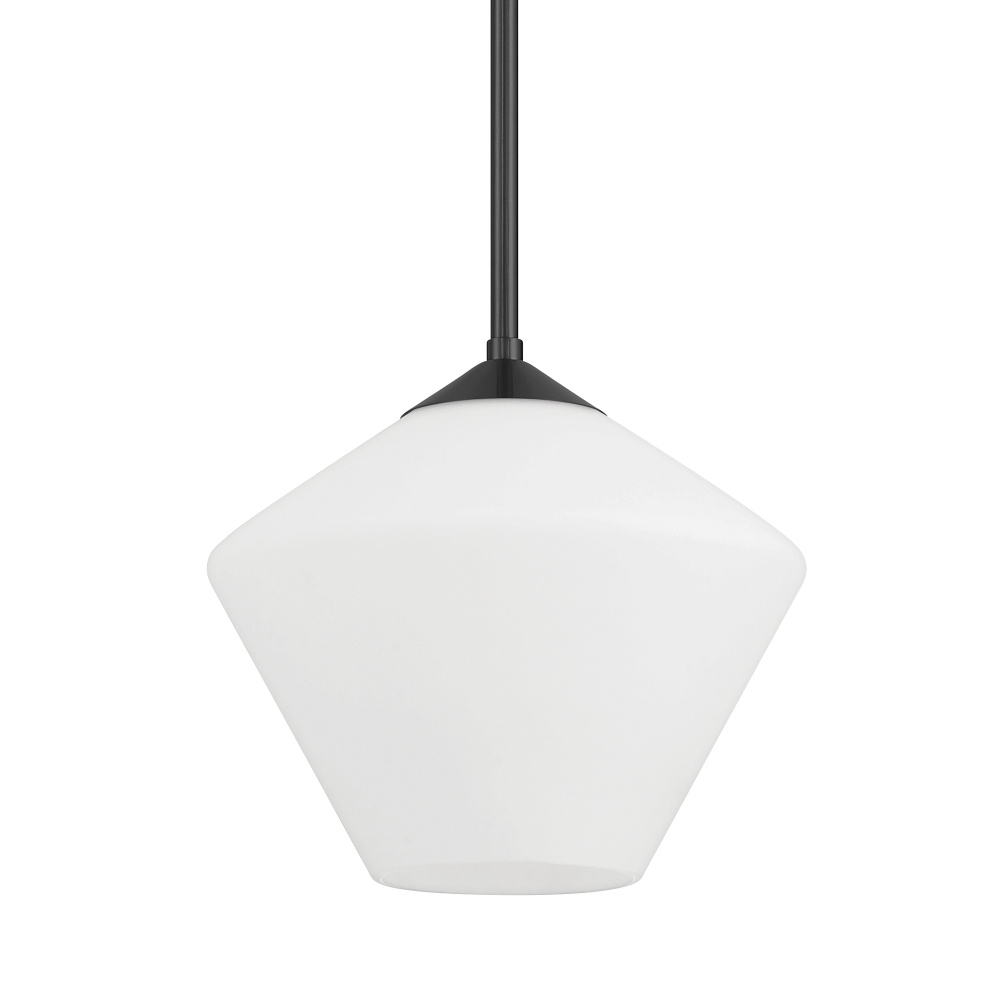 Hunter Celestial Valley Matte Black with Cased White Glass 1 Light Pendant Ceiling Light Fixture