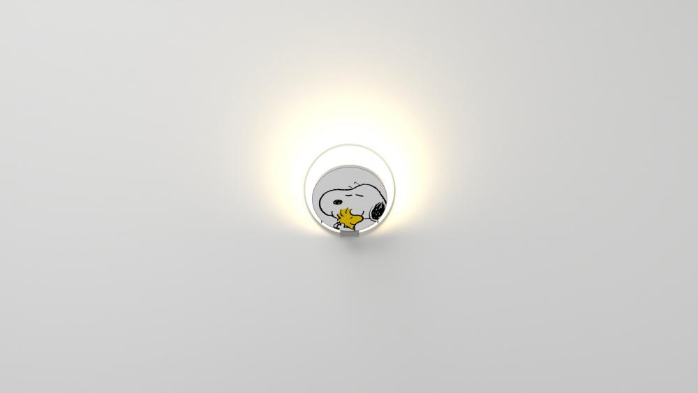 Peanuts® Gravy Wall Sconce - Silver body, Snoopy Woodstock plates - Hardwire