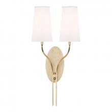 Hudson Valley 3712-AGB-WS - 2 LIGHT WALL SCONCE w/WHITE SHADE