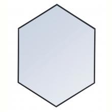 Elegant MR4430BK - Metal frame hexagon mirror 30 inch in Black