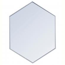 Elegant MR4430S - Metal frame hexagon mirror 30 inch in silver