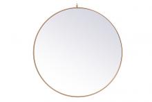 Elegant MR4745BR - Metal frame round mirror with decorative hook 45 inch in Brass