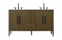Elegant VF29660DHO - 60 inch Double Bathroom Vanity in Hazel Oak
