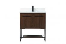 Elegant VF42530MWT-BS - 30 inch Single bathroom vanity in walnut with backsplash